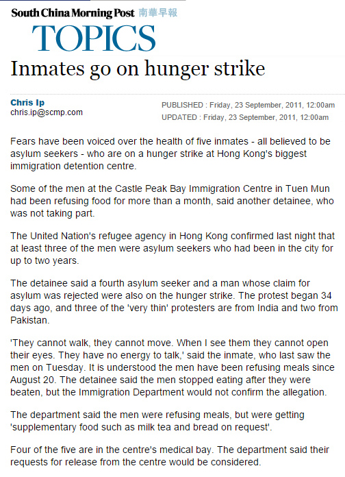 Hunger strike shows the face of death