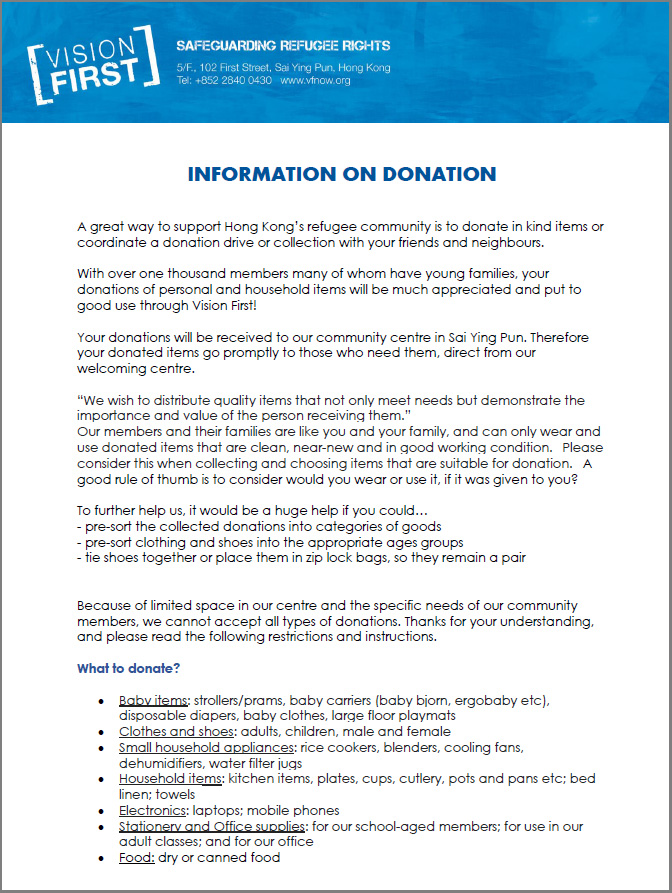 Information on donations