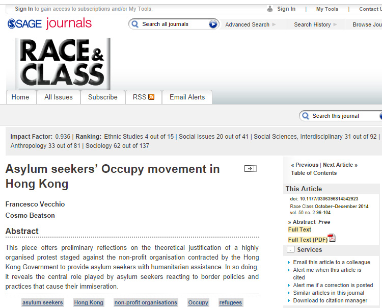 Race and Class - Asylum seekers’ Occupy movement in Hong Kong