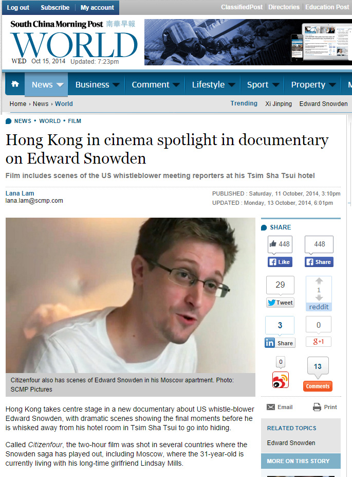 SCMP on CitizenFour documentary