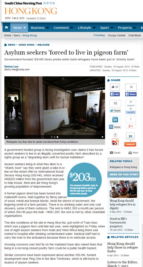 SCMP - asylum seekers forced to live in chicken farms - 18Aug2013