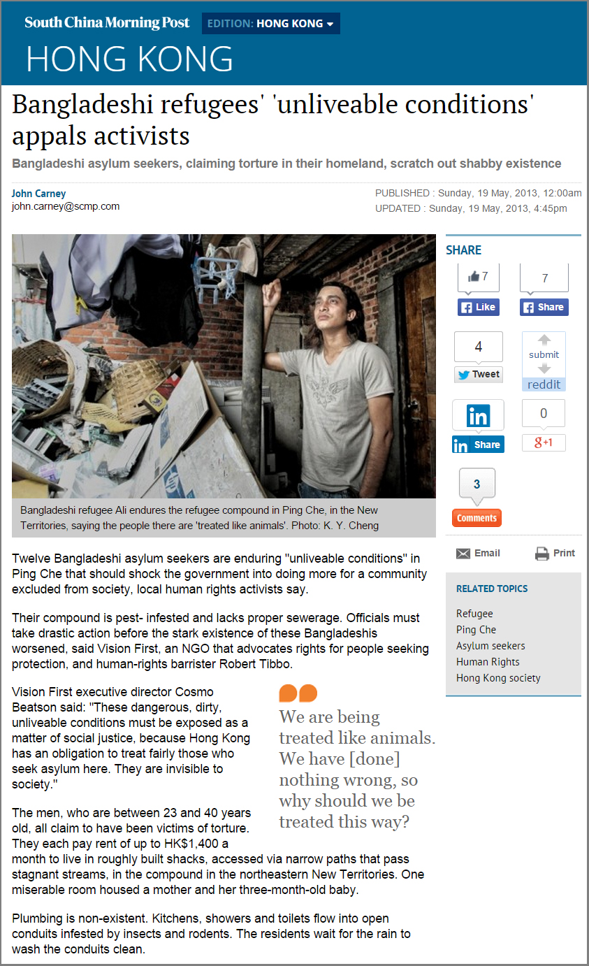 SCMP - Activists deplore conditions in compound (19May2013)