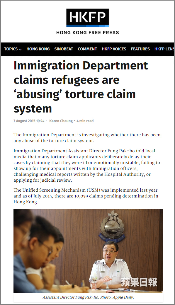 HKFP - ImmD claims refugees abuse asylum system