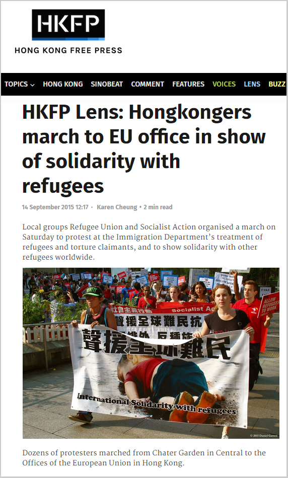 HKFP - Hongkongers march to EU office in show of solidarity with refugees