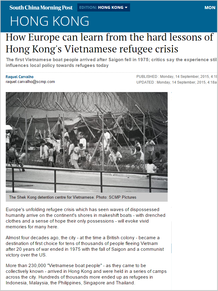 SCMP - How Europe can learn from the hard lessons of HK's Vietnamese refugee crisis