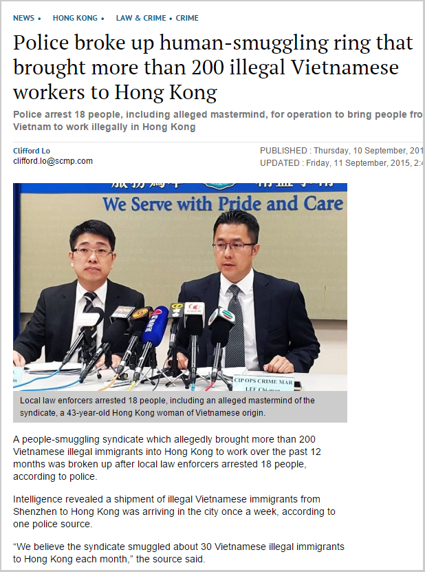 SCMP - Police break up Vietnamese smuggling ring