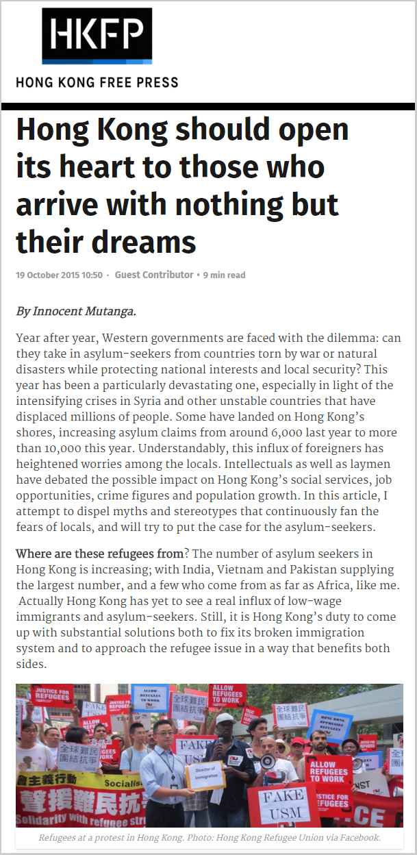 HKFP - Hong Kong should open its heart to those who arrive with nothing but their dreams