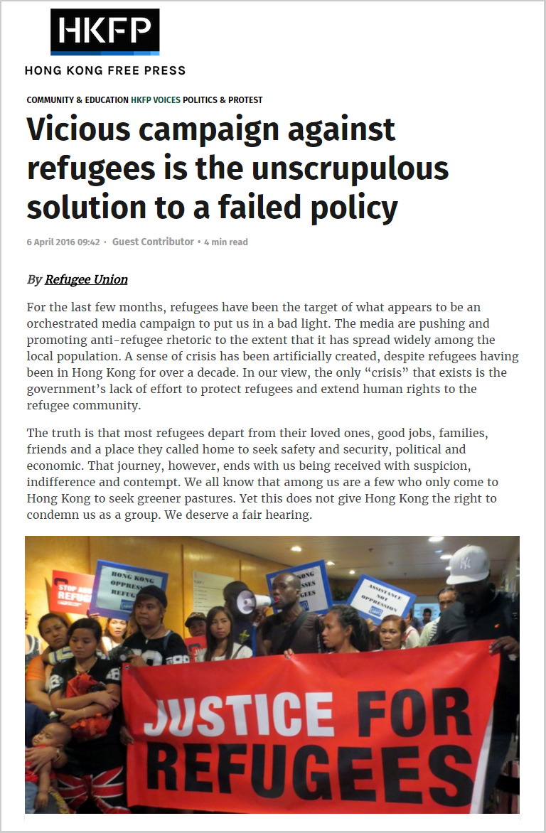 HKFP - Vicious campaign against refugees is the unscrupulous solution to a failed policy