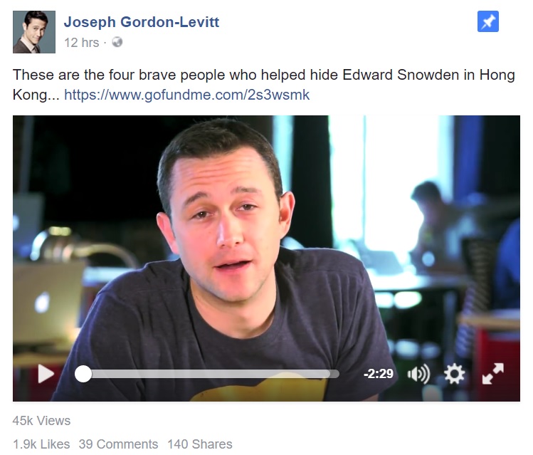 Joseph Gordon-Levitt promotes Gofundme