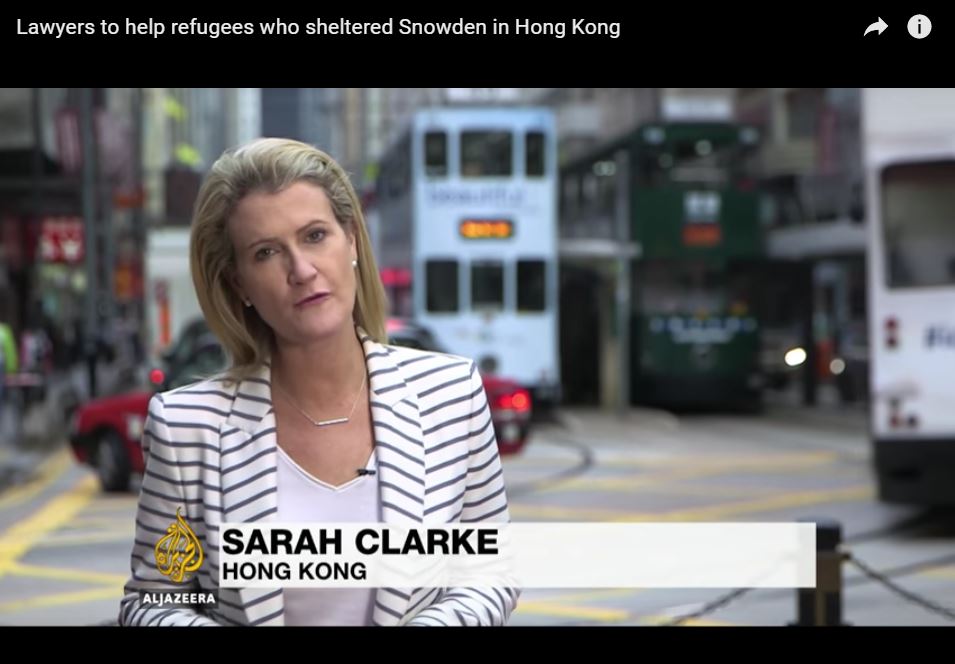 Aljazeera - Lawyers to help refugees who sheltered Snowden in Hong Kong - 19Dec2016